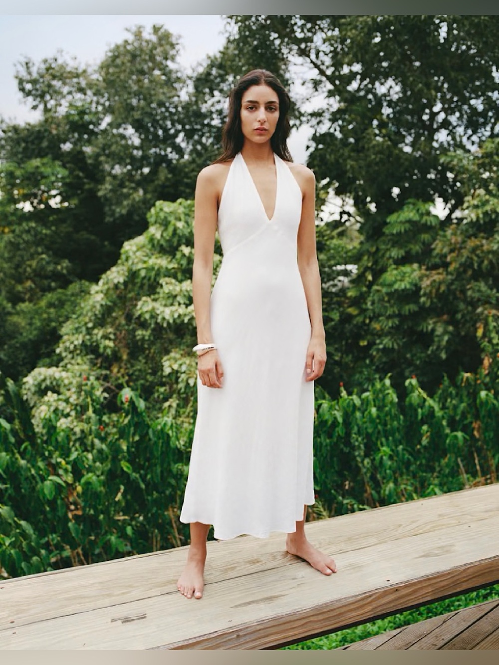 Aritzia Ten Nightscape Linen Halter Dress